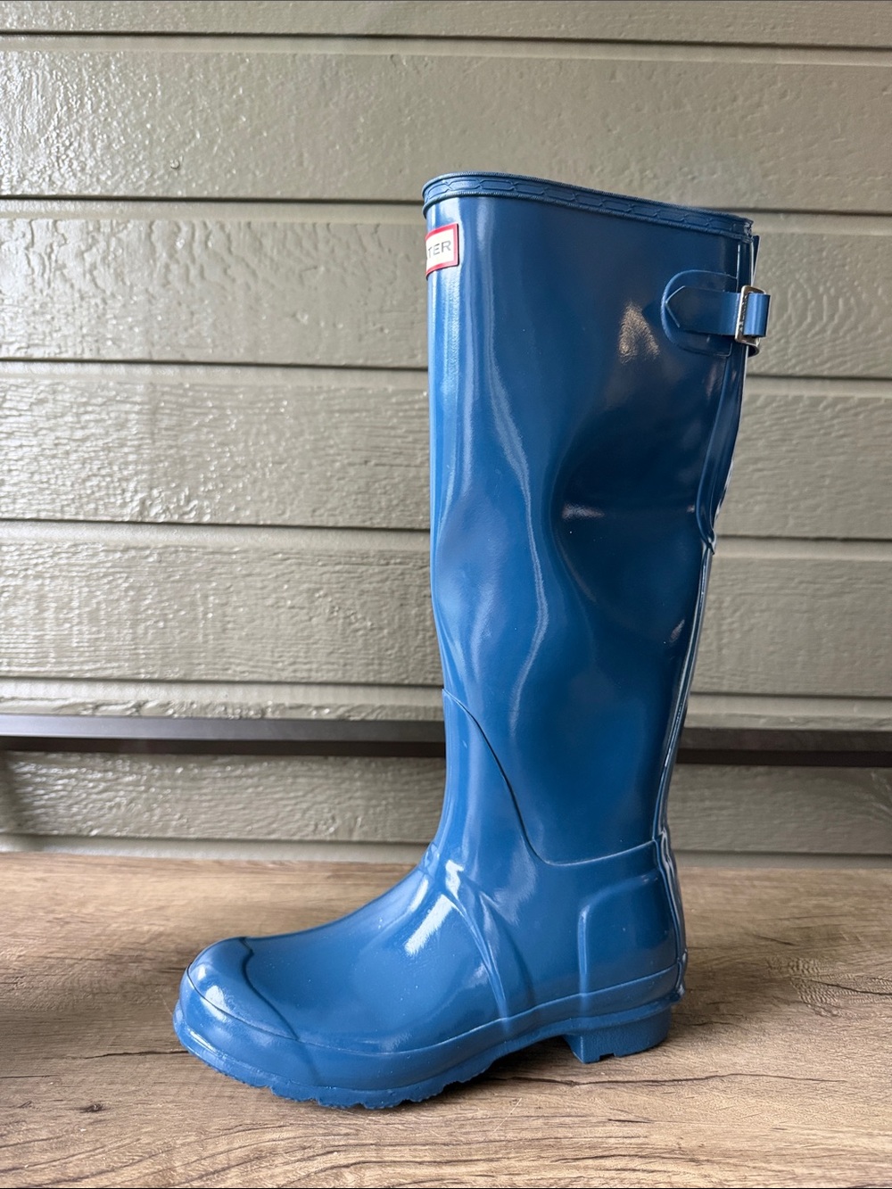 Hunter Women’s Glossy Knee-High Rain Boots in Blue size 8 - Picture 5 of 11
